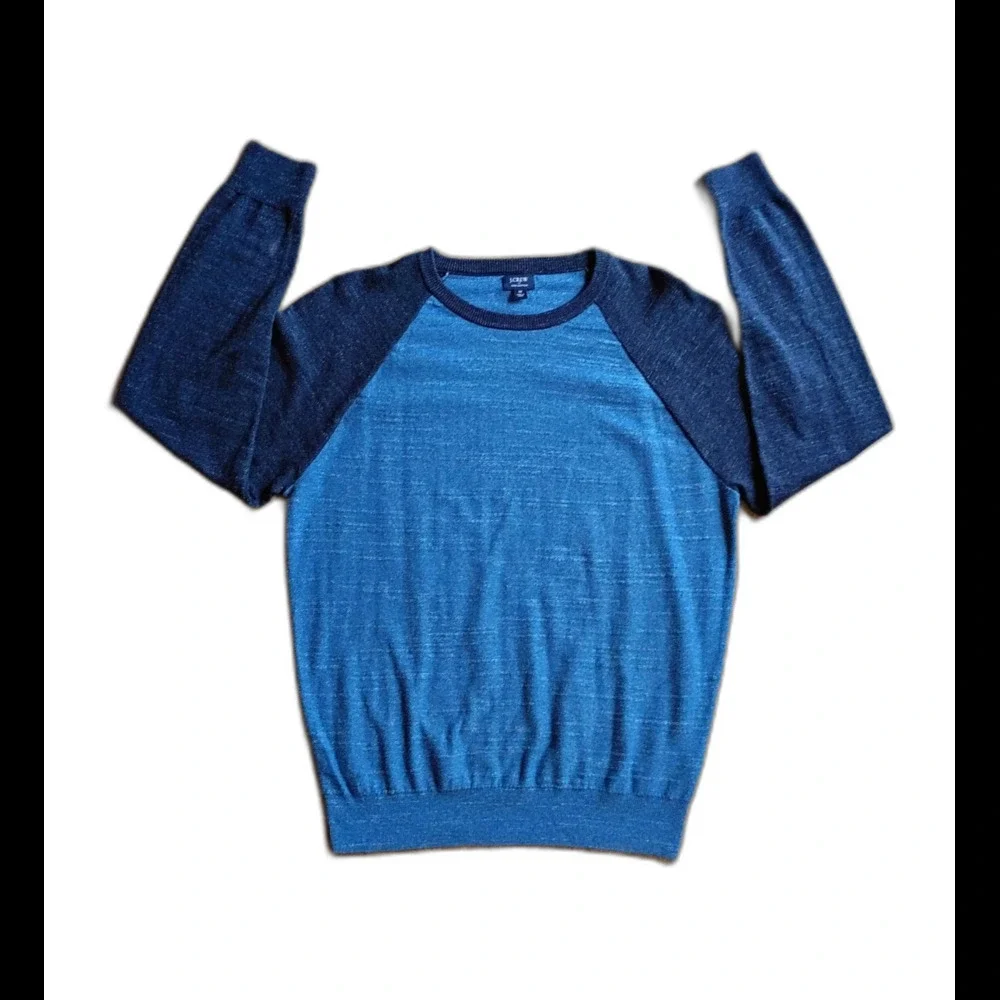 J.Crew Blue Raglan Sweater 100% Cotton M